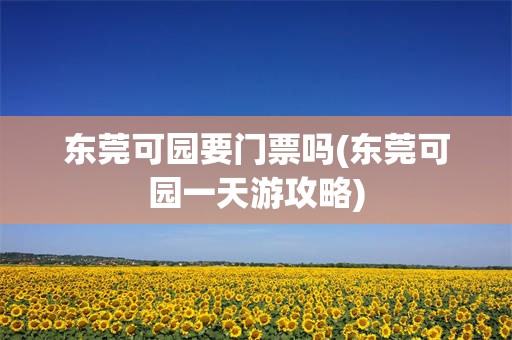 东莞可园要门票吗(东莞可园一天游攻略)