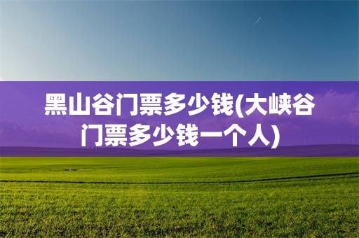 黑山谷门票多少钱(大峡谷门票多少钱一个人)