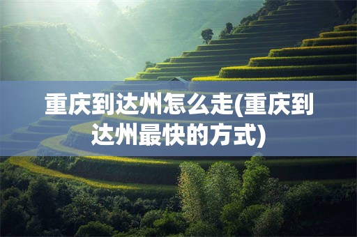重庆到达州怎么走(重庆到达州最快的方式)
