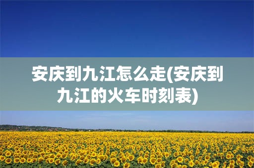 安庆到九江怎么走(安庆到九江的火车时刻表)