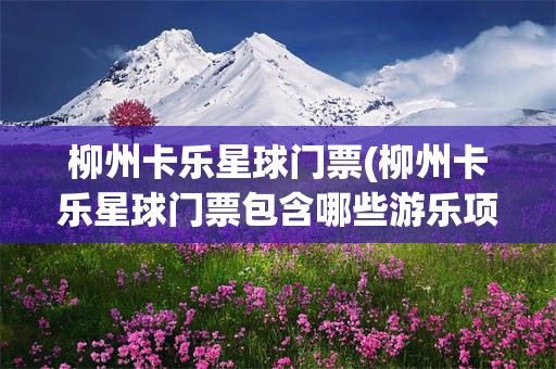 柳州卡乐星球门票(柳州卡乐星球门票包含哪些游乐项目)