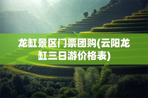 龙缸景区门票团购(云阳龙缸三日游价格表)
