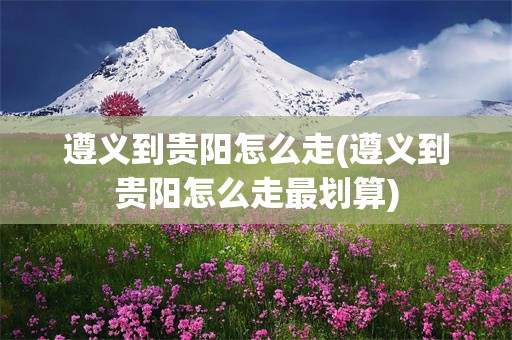 遵义到贵阳怎么走(遵义到贵阳怎么走最划算)
