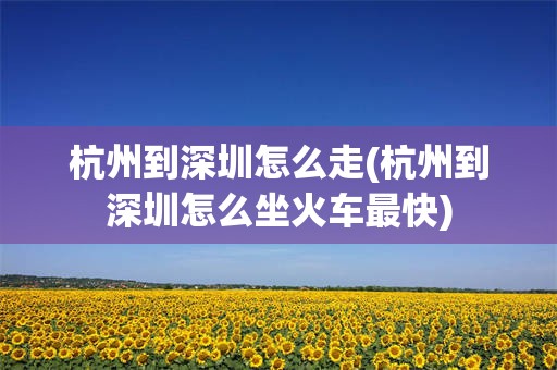 杭州到深圳怎么走(杭州到深圳怎么坐火车最快)