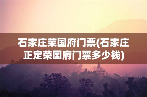 石家庄荣国府门票(石家庄正定荣国府门票多少钱)