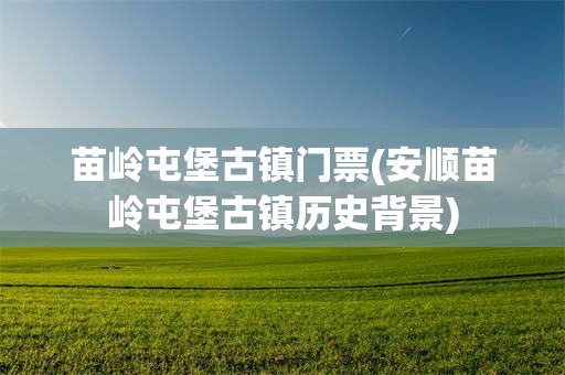 苗岭屯堡古镇门票(安顺苗岭屯堡古镇历史背景)