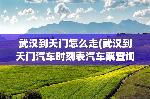 武汉到天门怎么走(武汉到天门汽车时刻表汽车票查询)