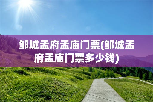 邹城孟府孟庙门票(邹城孟府孟庙门票多少钱)
