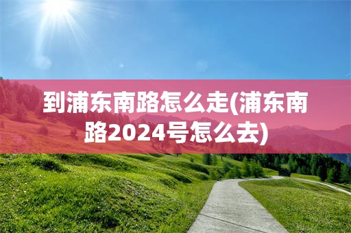 到浦东南路怎么走(浦东南路2024号怎么去)