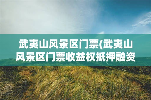 武夷山风景区门票(武夷山风景区门票收益权抵押融资项目)