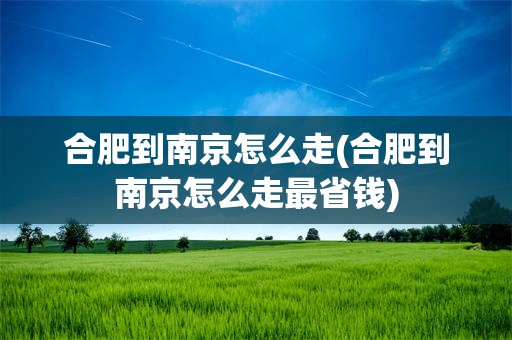 合肥到南京怎么走(合肥到南京怎么走最省钱)