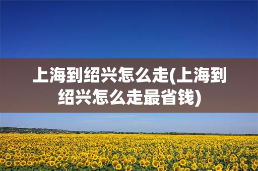 上海到绍兴怎么走(上海到绍兴怎么走最省钱)