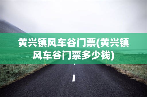 黄兴镇风车谷门票(黄兴镇风车谷门票多少钱)
