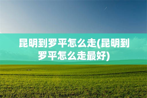 昆明到罗平怎么走(昆明到罗平怎么走最好)