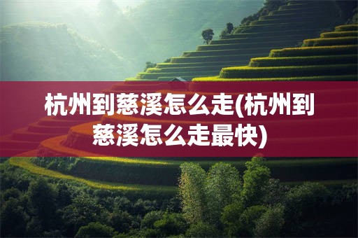杭州到慈溪怎么走(杭州到慈溪怎么走最快)