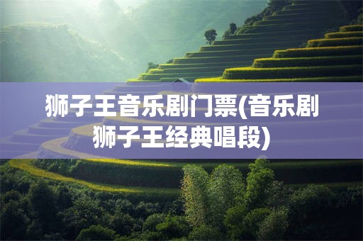 狮子王音乐剧门票(音乐剧狮子王经典唱段)