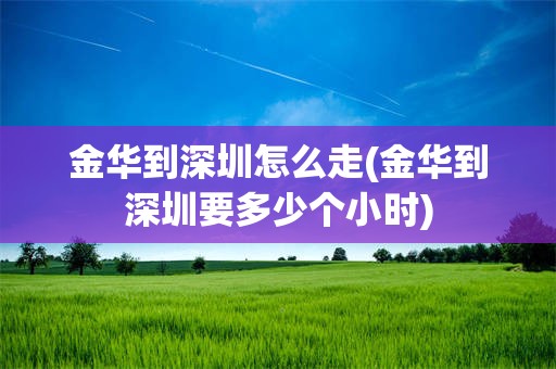 金华到深圳怎么走(金华到深圳要多少个小时)
