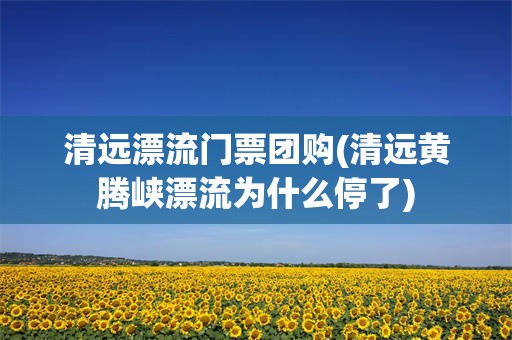 清远漂流门票团购(清远黄腾峡漂流为什么停了)