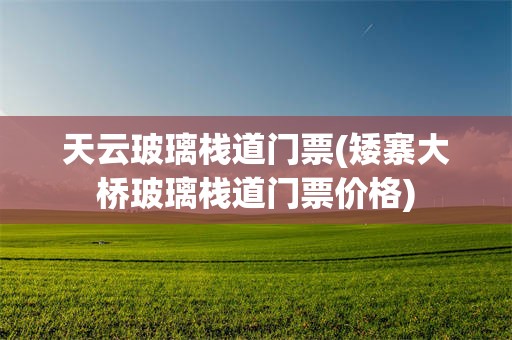 天云玻璃栈道门票(矮寨大桥玻璃栈道门票价格)