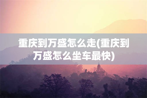 重庆到万盛怎么走(重庆到万盛怎么坐车最快)