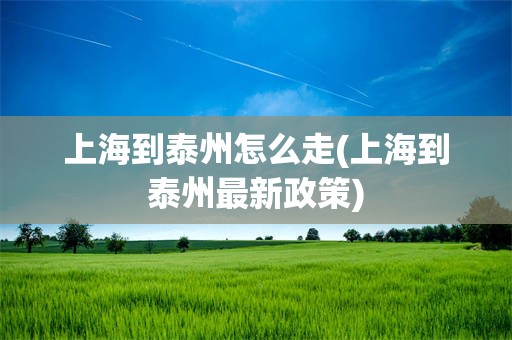 上海到泰州怎么走(上海到泰州最新政策)