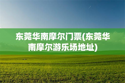 东莞华南摩尔门票(东莞华南摩尔游乐场地址)