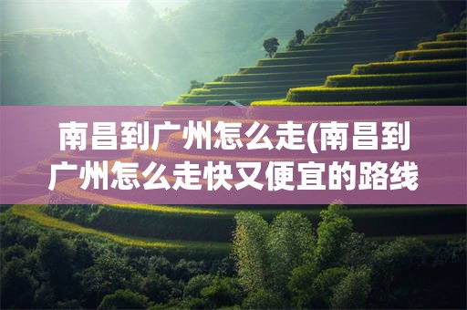 南昌到广州怎么走(南昌到广州怎么走快又便宜的路线)