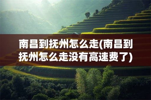 南昌到抚州怎么走(南昌到抚州怎么走没有高速费了)