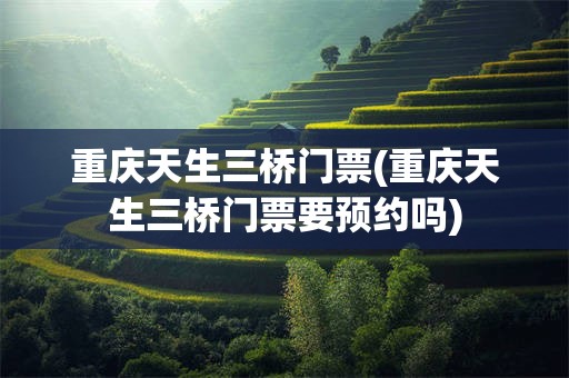重庆天生三桥门票(重庆天生三桥门票要预约吗)