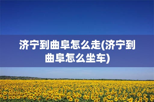 济宁到曲阜怎么走(济宁到曲阜怎么坐车)