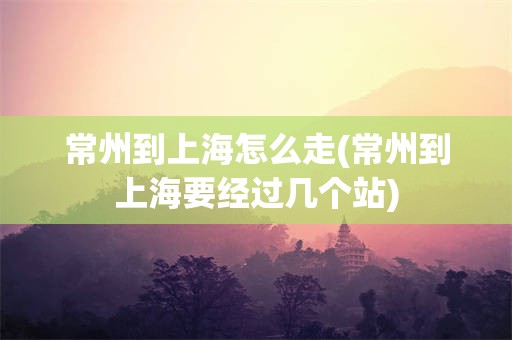 常州到上海怎么走(常州到上海要经过几个站)