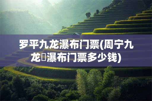 罗平九龙瀑布门票(周宁九龙漈瀑布门票多少钱)