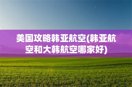 美国攻略韩亚航空(韩亚航空和大韩航空哪家好)