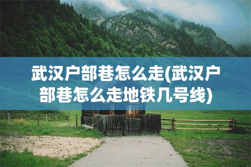 武汉户部巷怎么走(武汉户部巷怎么走地铁几号线)