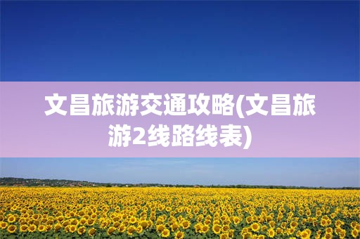 文昌旅游交通攻略(文昌旅游2线路线表)