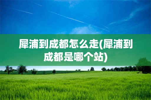 犀浦到成都怎么走(犀浦到成都是哪个站)