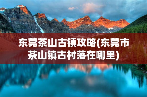 东莞茶山古镇攻略(东莞市茶山镇古村落在哪里)