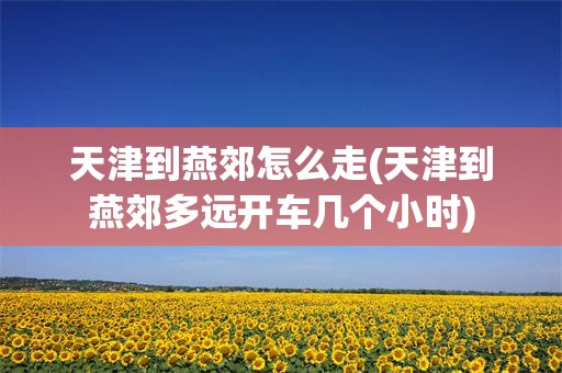 天津到燕郊怎么走(天津到燕郊多远开车几个小时)