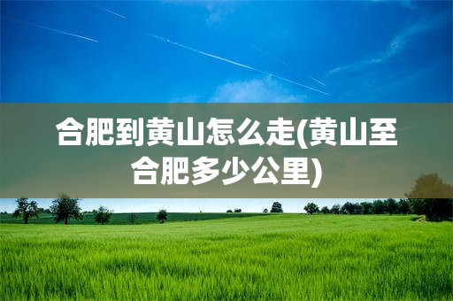 合肥到黄山怎么走(黄山至合肥多少公里)