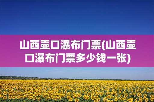 山西壶口瀑布门票(山西壶口瀑布门票多少钱一张)