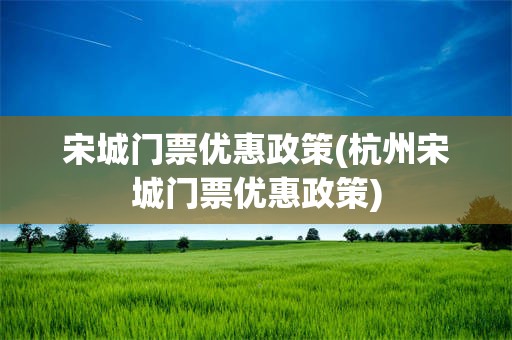 宋城门票优惠政策(杭州宋城门票优惠政策)