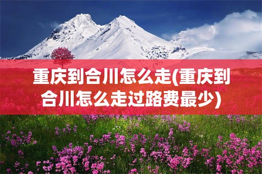 重庆到合川怎么走(重庆到合川怎么走过路费最少)