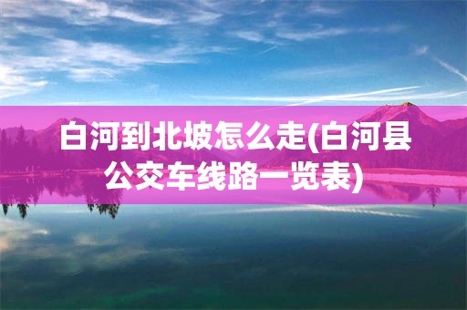 白河到北坡怎么走(白河县公交车线路一览表)