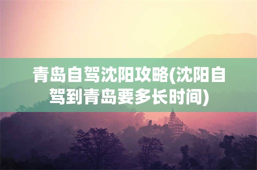青岛自驾沈阳攻略(沈阳自驾到青岛要多长时间)