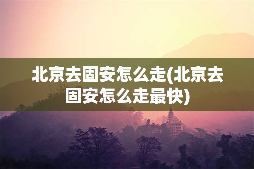 北京去固安怎么走(北京去固安怎么走最快)
