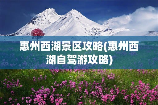 惠州西湖景区攻略(惠州西湖自驾游攻略)