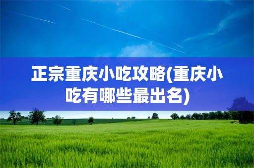 正宗重庆小吃攻略(重庆小吃有哪些最出名)