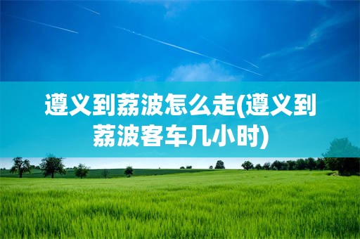 遵义到荔波怎么走(遵义到荔波客车几小时)