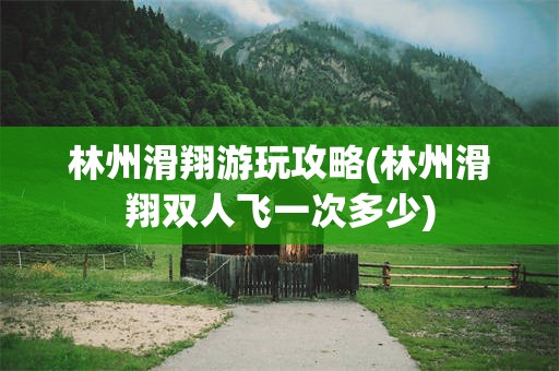林州滑翔游玩攻略(林州滑翔双人飞一次多少)