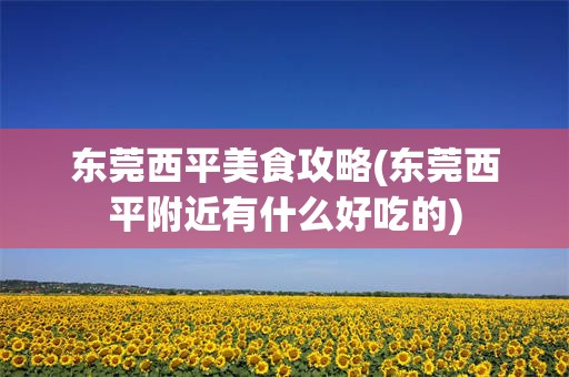 东莞西平美食攻略(东莞西平附近有什么好吃的)
